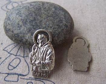 Accessories - 10 Pcs Of Tibetan Silver Antique Silver SAN PIO Padre Pio Charms  14x25mm  A4398