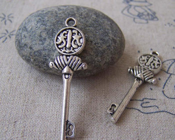 Accessories - 10 Pcs Of Tibetan Silver Key Charms 13x43mm Double Sided A4333