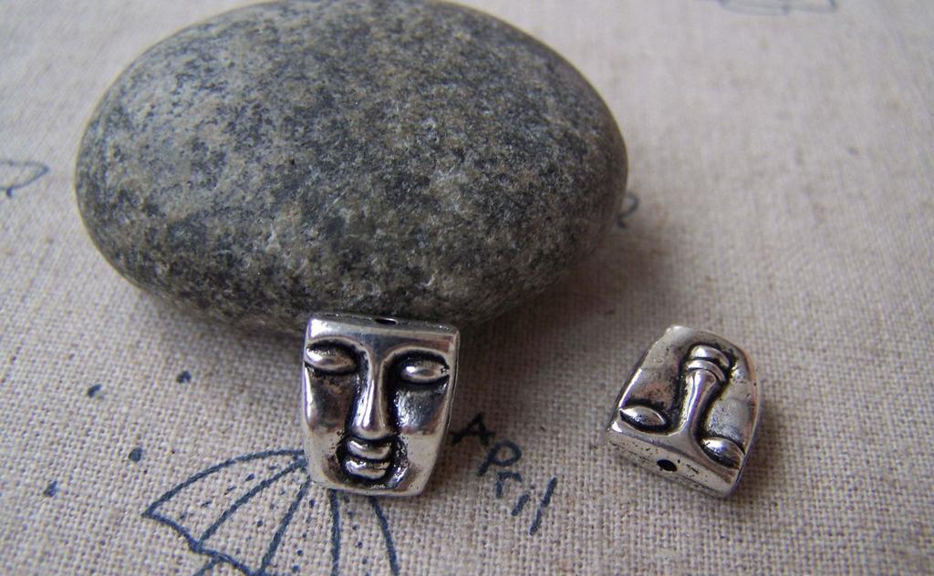 Accessories - 10 Pcs Of Tibetan Silver Lovely Lady's Face Spacer Beads Charms 10x12mm A4089