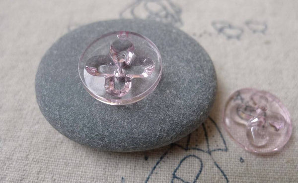 Accessories - 10 Pcs Of Two Hole Pink Plastic Round Buttons 14mm A6986