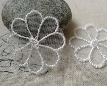 Accessories - 10 Pcs Of White Filigree Crochet FLower Polyester Lace Doily 30mm A6425