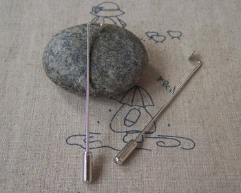 Accessories - 10 Pcs Platinum Plated Brass Stick Pin Clutch Lapel Pin 4x60mm With 5mm Pad A4653