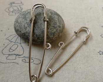 Accessories - 10 Pcs Platinum White Gold Tone One Loop Kilt Pin Safety Pins Broochs 10x58mm A6180