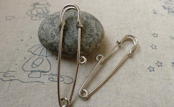 Accessories - 10 Pcs Platinum White Gold Tone One Loop Kilt Pin Safety Pins Broochs 10x58mm A6180