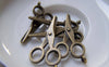Accessories - 10 Pcs Scissors Charms Antique Bronze Pendants 15x30mm A5080