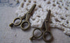 Accessories - 10 Pcs Scissors Charms Antique Bronze Pendants 15x30mm A5080