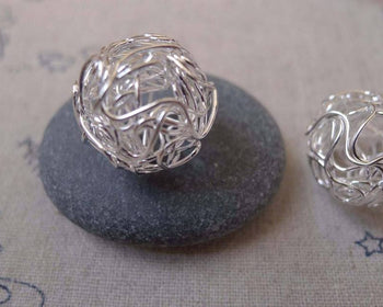 Accessories - 10 Pcs Silver Tone Iron Wire Knots Ball Beads Size 18mm A7483