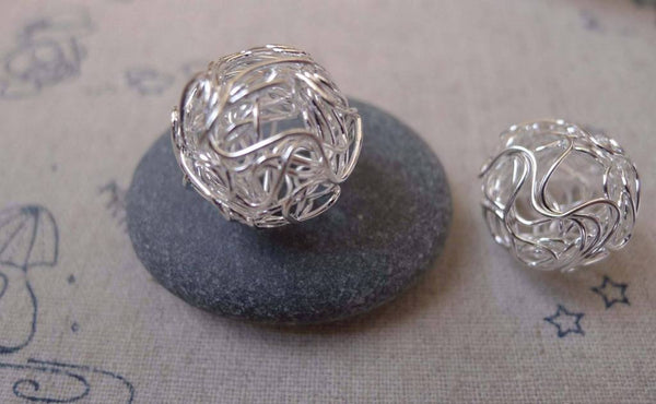 Accessories - 10 Pcs Silver Tone Iron Wire Knots Ball Beads Size 18mm A7483