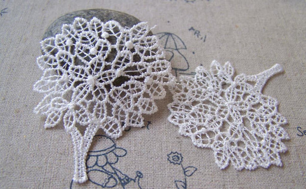 Accessories - 10 Pcs Tree Crochet White Filigree Polyester Lace Doily 46x58mm A5300