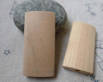 Accessories - 10 Pcs Unvarnished Rectangular Wood Beads Findings  20x40mm A6097