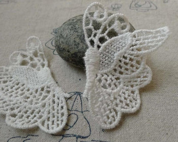 Accessories - 10 Pcs White Color Filigree Floral Butterfly Cotton Lace Doily 40x55mm  A6558