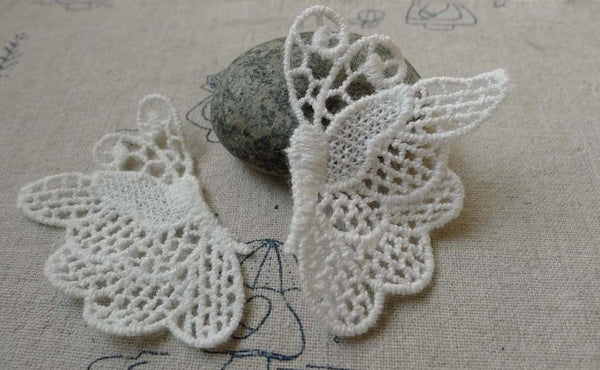 Accessories - 10 Pcs White Color Filigree Floral Butterfly Cotton Lace Doily 40x55mm  A6558