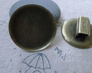 Accessories - 10 Sets Antique Bronze Round Base Bezel Tray Clasp Match 29mm Cameo A7646