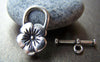 Accessories - 10 Sets Antique Silver Flower Toggle Clasps 13x20mm A1264