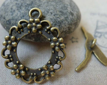 Accessories - 10 Sets Hummingbird Wreath Toggle Clasps Jewelry Findings Antique Bronze Bird Clasps  A5896