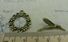 Accessories - 10 Sets Hummingbird Wreath Toggle Clasps Jewelry Findings Antique Bronze Bird Clasps  A5896