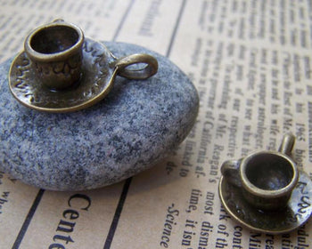 Accessories - 10 Sets Of Antique Bronze Coffee Cup Charms Pendants 18.5mm  A1341