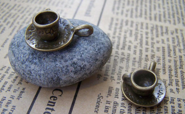 Accessories - 10 Sets Of Antique Bronze Coffee Cup Charms Pendants 18.5mm  A1341