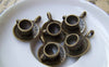 Accessories - 10 Sets Of Antique Bronze Coffee Cup Charms Pendants 18.5mm  A1341