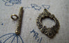 Accessories - 10 Sets Of Antique Bronze Oval Textured Flower Toggle Clasps 17x24mm A228