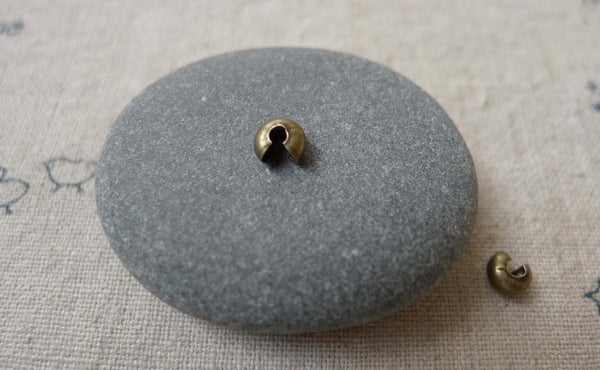 Accessories - 100 Pcs Antique Bronze Brass Crimp Bead Cover For Bead Chain Sized 1.5mm-2.5mm  A7134