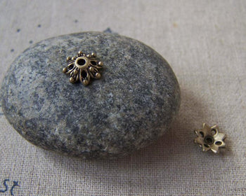 Accessories - 100 Pcs Antique Bronze Filigree Bead Caps 3x9mm  A5302