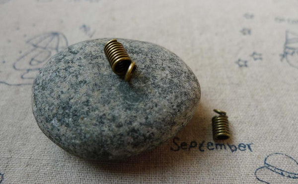 Accessories - 100 Pcs Antique Bronze Steel Spring Necklace Head Spring Coil Cord End Connector 4.5x8mm A5541