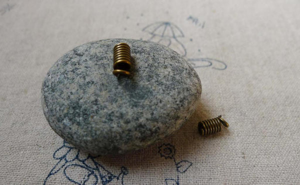 Accessories - 100 Pcs Antique Bronze Steel Spring Necklace Head Spring Coil Cord End Connector 4x8mm A5540