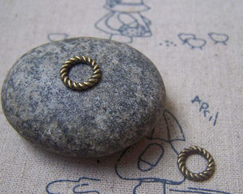 Accessories - 100 Pcs Antique Bronze Twisted Coiled Loop Rings 1.5x10mm A4933