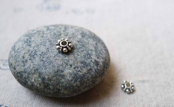 Accessories - 100 Pcs Antique Silver Daisy Spacer Beads 6mm A5582