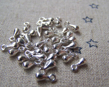 Accessories - 100 Pcs Antique Silver Small Tear Drop Teardrop Charms 3x6mm A2745