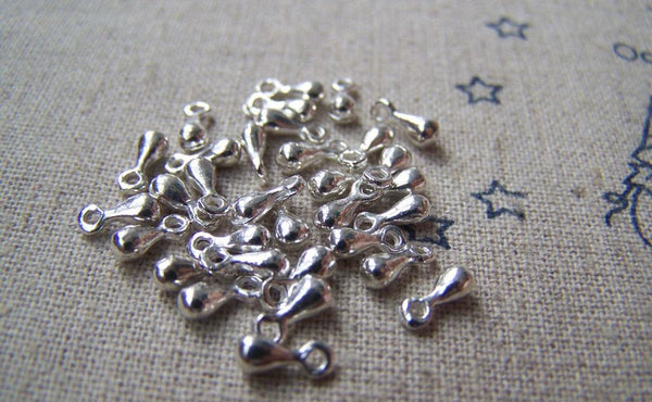 Accessories - 100 Pcs Antique Silver Small Tear Drop Teardrop Charms 3x6mm A2745