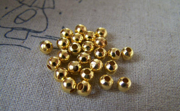 Accessories - 100 Pcs Gold Finish Smooth Round Iron Metallic Beads Ball Size 4mm A5342