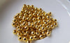 Accessories - 100 Pcs Gold Finish Smooth Round Iron Metallic Beads Ball Size 4mm A5342