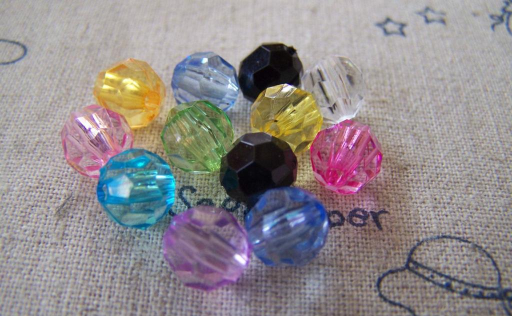Accessories - 100 Pcs Of Acrylic Faceted Ball Beads Assorted Color 8mm A2317