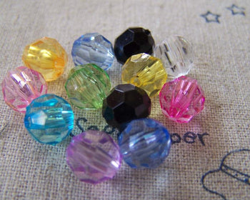 Accessories - 100 Pcs Of Acrylic Faceted Ball Beads Assorted Color 8mm A2317