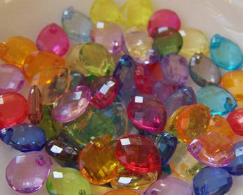 Accessories - 100 Pcs Of Acrylic Faceted Drop Beads 7x10mm Mixed Color A5287