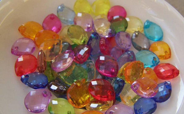 Accessories - 100 Pcs Of Acrylic Faceted Drop Beads 7x10mm Mixed Color A5287