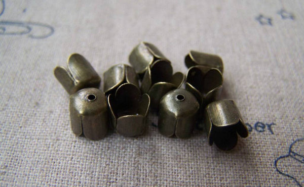 Accessories - 100 Pcs Of Antique Bronze Bead Tassel Caps 6x7mm A2982
