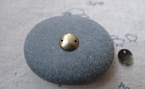 Accessories - 100 Pcs Of Antique Bronze Brass Curved Disc Connectors 8mm A7698