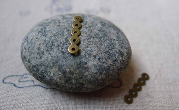 Accessories - 100 Pcs Of Antique Bronze Five Hole Connectors 3.5x17mm A5465