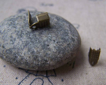 Accessories - 100 Pcs Of Antique Bronze Fold Over Crimp Head Clasps 5x9mm A3918