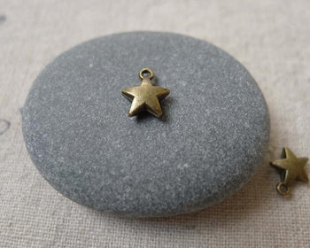 Accessories - 100 Pcs Of Antique Bronze Thick Star Charms 7mm A7133