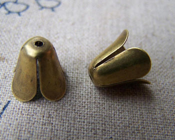Accessories - 100 Pcs Of Antiqued Bronze Filigree  Four Leaf Flower Cone Bead Caps 10x12mm A2104