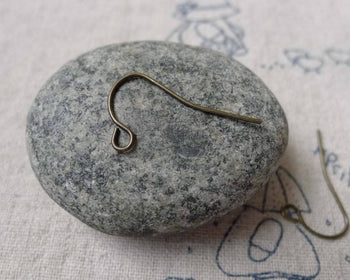 Accessories - 100 Pcs Of Antiqued Bronze Simple Fish Hook Earwire   13x17mm A6813