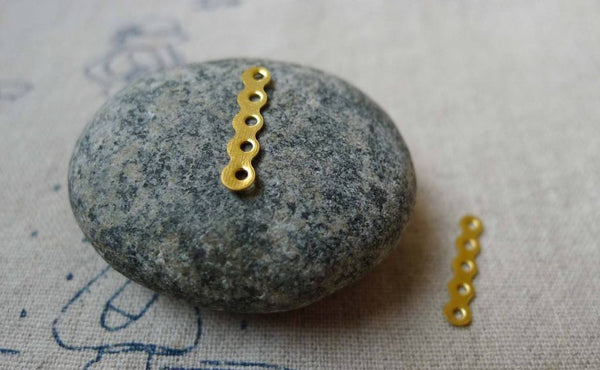 Accessories - 100 Pcs Of Gold Plated Five Hole Connectors 3.5x17mm A5466