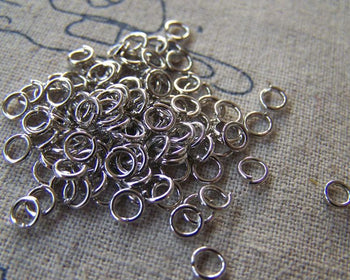 Accessories - 100 Pcs Of Platinum White Gold Tone Brass Jump Rings  4mm 22gauge A2387