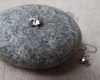 Accessories - 100 Pcs Of Silver Gray Nickel Tone Brass Clamshell Bead Tips 6mm For Bead Chain Sized 2.4mm A2806