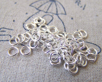Accessories - 100 Pcs Of Silver Tone Brass Jump Rings  4mm 22gauge A2344