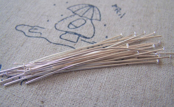 Accessories - 100 Pcs Of Silver Tone  Headpin - 22G - 50mm A1559